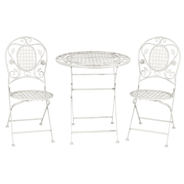Verona Wrought Iron Bistro Ensemble With White Background
